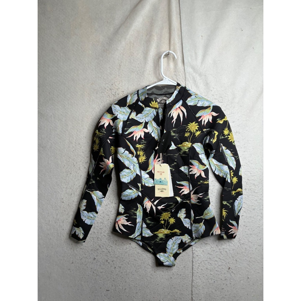 NWT Billabong Salty Dayz Long Sleeve Springsuit 1mm Wetsuit Floral Black USA 10